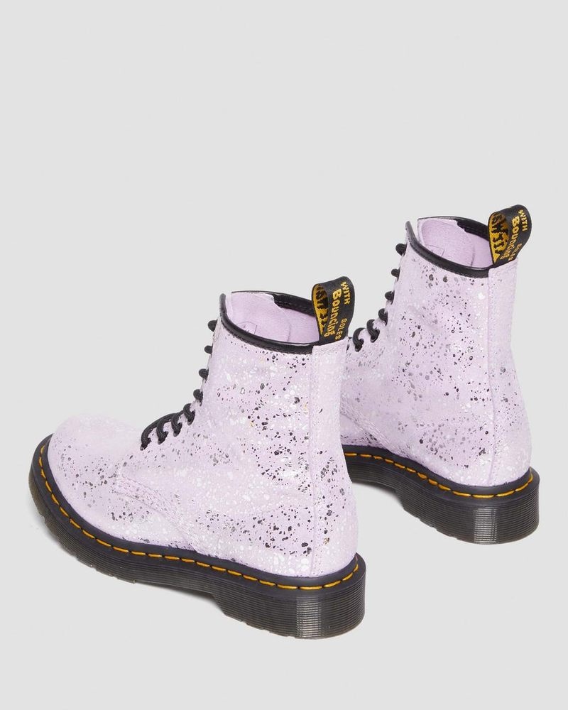 Botas Dr Martens 1460 Metallic Splatter Gamuza Encaje Up Boots (Metallic Paint Splatter Gamuza) Lilac | WE74-M3TX