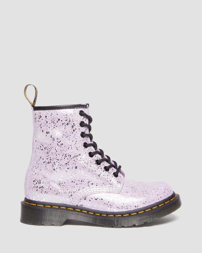 Botas Dr Martens 1460 Metallic Splatter Gamuza Encaje Up Boots (Metallic Paint Splatter Gamuza) Lilac | WE74-M3TX