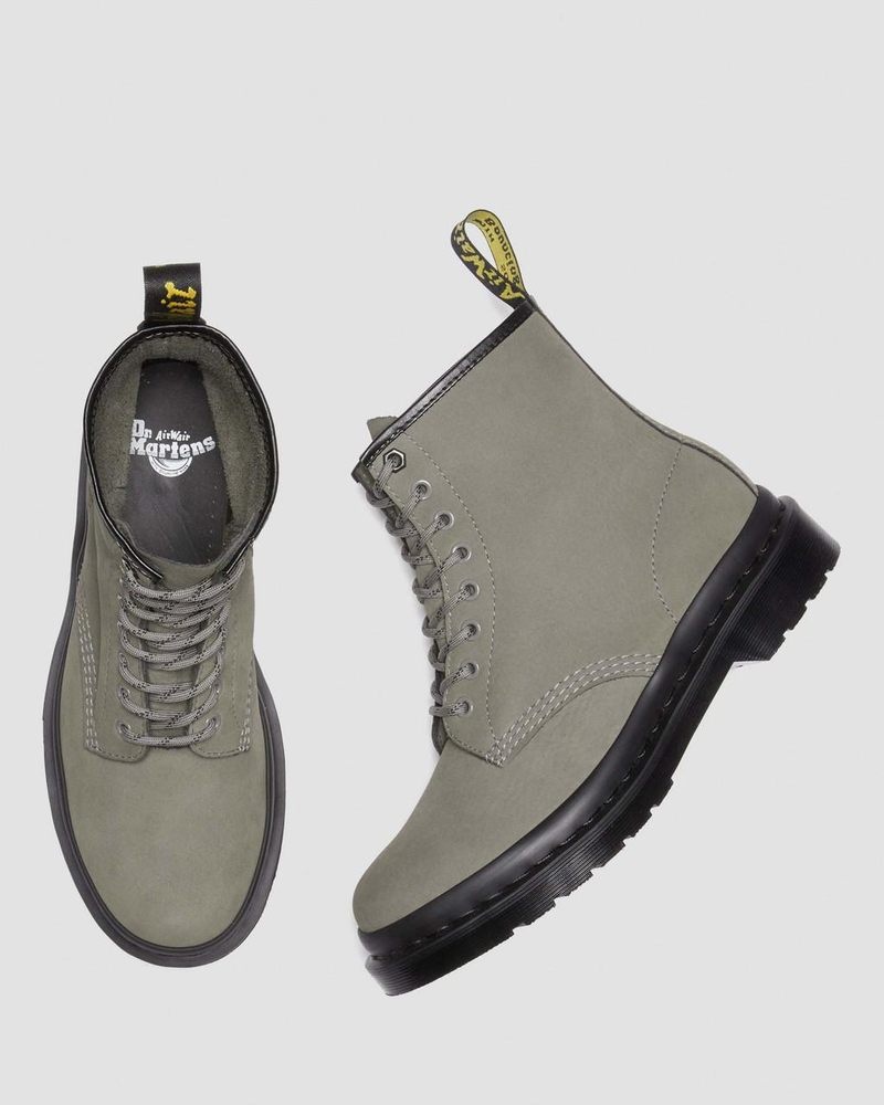 Botas Dr Martens 1460 Milled Nubuck Cuero Encaje Up Boots (Milled Nubuck Wp) Gris | DJ47-U3OQ