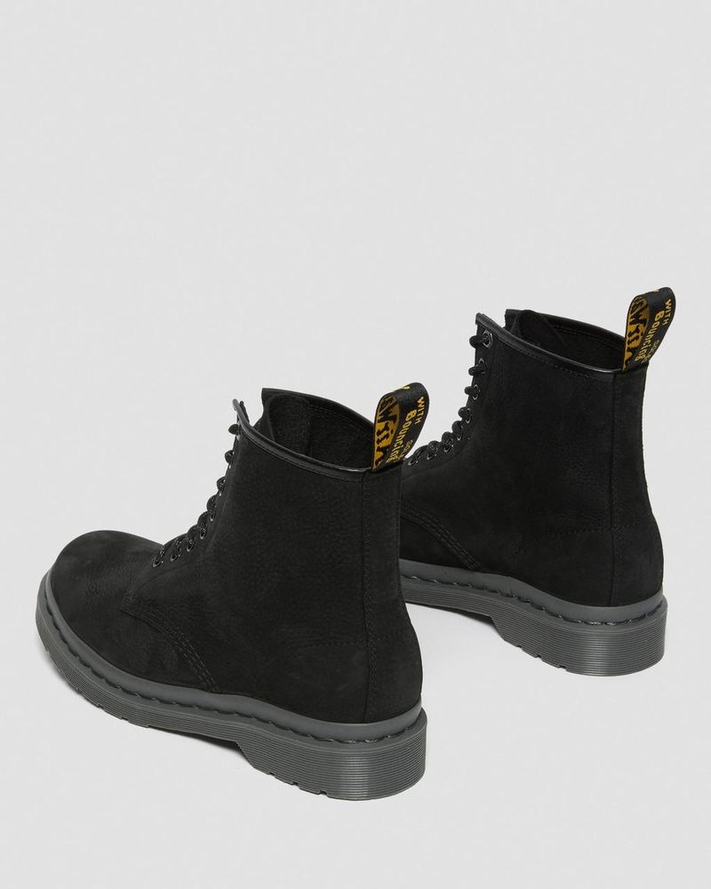 Botas Dr Martens 1460 Mono Milled Nubuck Cuero Encaje Up Boots (Milled Nubuck Wp) Negras | BE21-V7JB