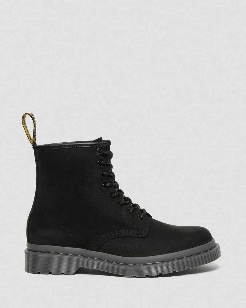 Botas Dr Martens 1460 Mono Milled Nubuck Cuero Encaje Up Boots (Milled Nubuck Wp) Negras | BE21-V7JB