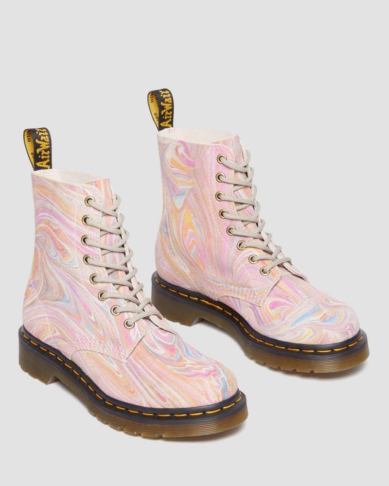 Botas Dr Martens 1460 Pascal Marbled Gamuza Encaje Up Boots (Marbled Gamuza) Rosas Naranjas | NQ14-J7TK