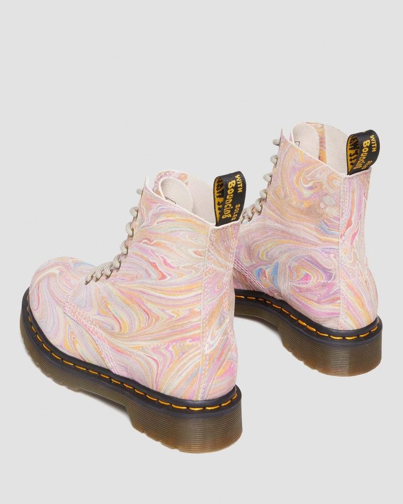 Botas Dr Martens 1460 Pascal Marbled Gamuza Encaje Up Boots (Marbled Gamuza) Rosas Naranjas | NQ14-J7TK