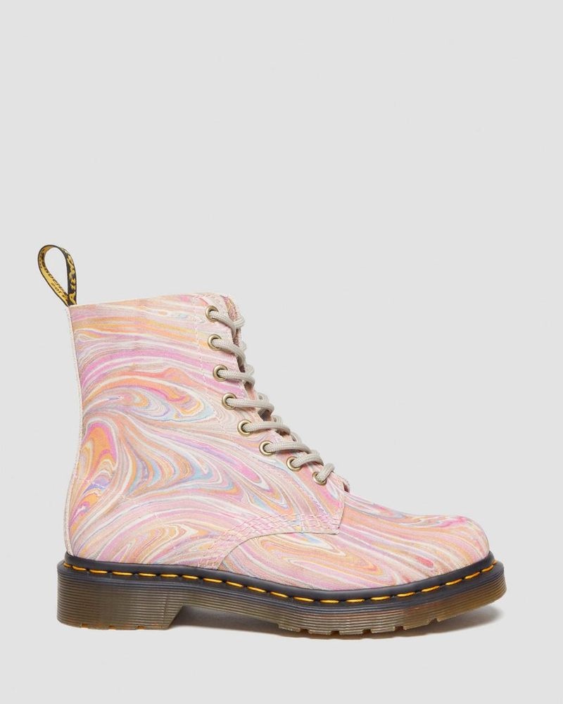 Botas Dr Martens 1460 Pascal Marbled Gamuza Encaje Up Boots (Marbled Gamuza) Rosas Naranjas | NQ14-J7TK