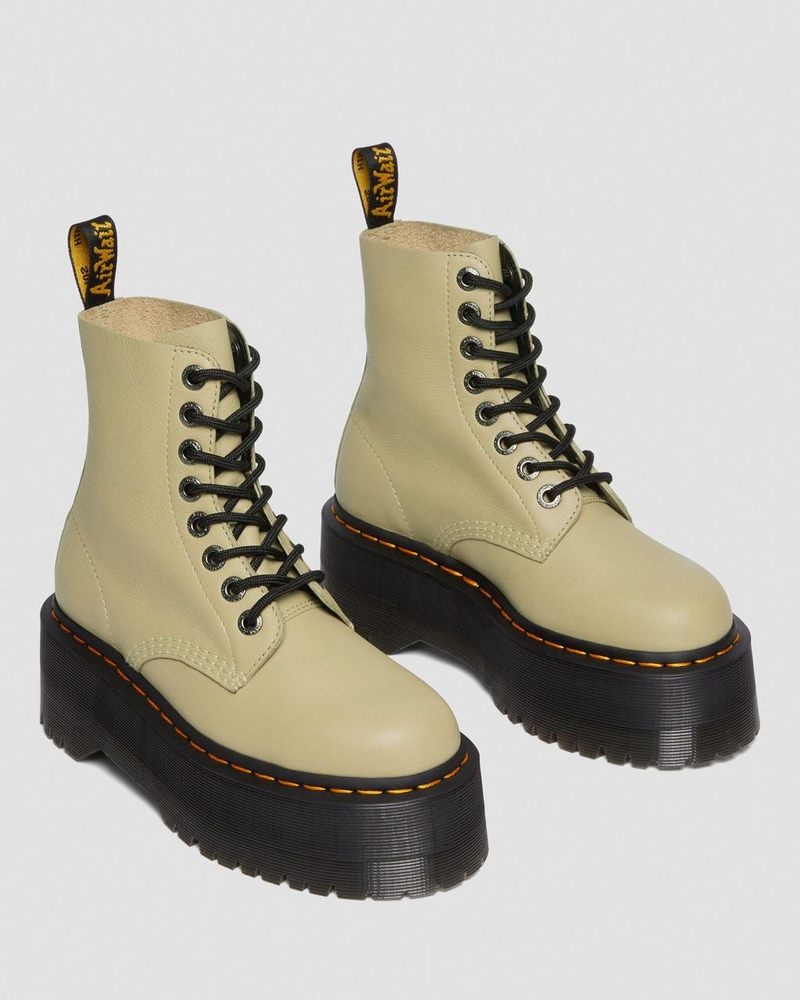 Botas Dr Martens 1460 Pascal Max Cuero Plataforma Boots (Pisa) Verde Oliva | ZN69-F1IF