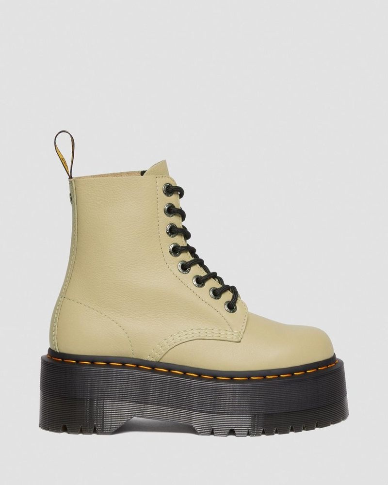 Botas Dr Martens 1460 Pascal Max Cuero Plataforma Boots (Pisa) Verde Oliva | ZN69-F1IF