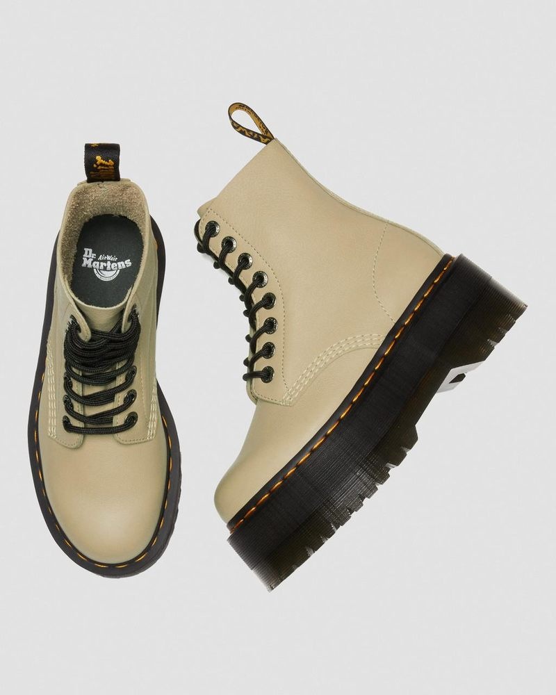 Botas Dr Martens 1460 Pascal Max Cuero Plataforma Boots (Pisa) Verde Oliva | ZN69-F1IF