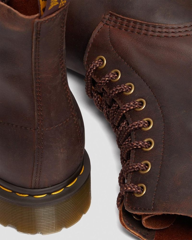 Botas Dr Martens 1460 Pascal Waxed Full Grain Cuero Encaje Up Boots (Waxed Full Grain) Chestnut | EF58-W3ND