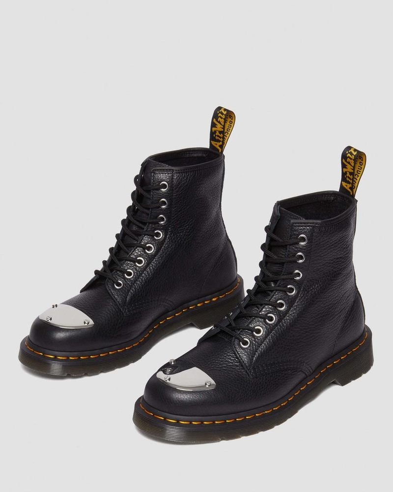 Botas Dr Martens 1460 Puntera Plate Lunar Cuero Jungle Zip Boots (Milled Nappa) Negras | ML39-V8DQ