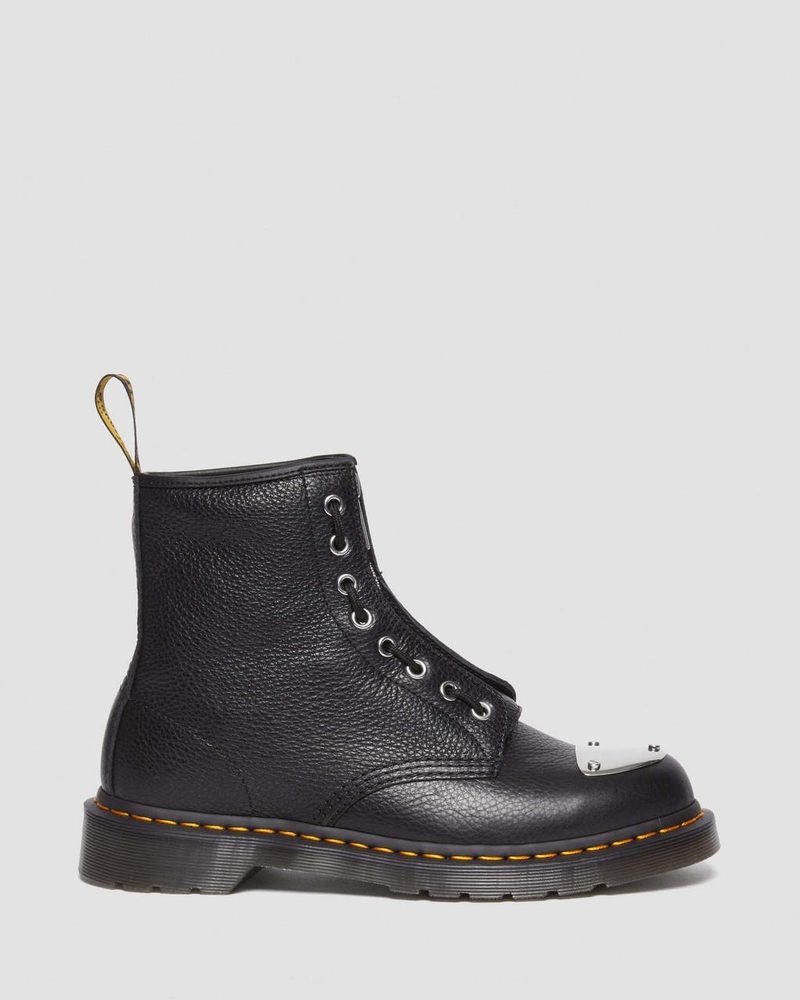 Botas Dr Martens 1460 Puntera Plate Lunar Cuero Jungle Zip Boots (Milled Nappa) Negras | ML39-V8DQ