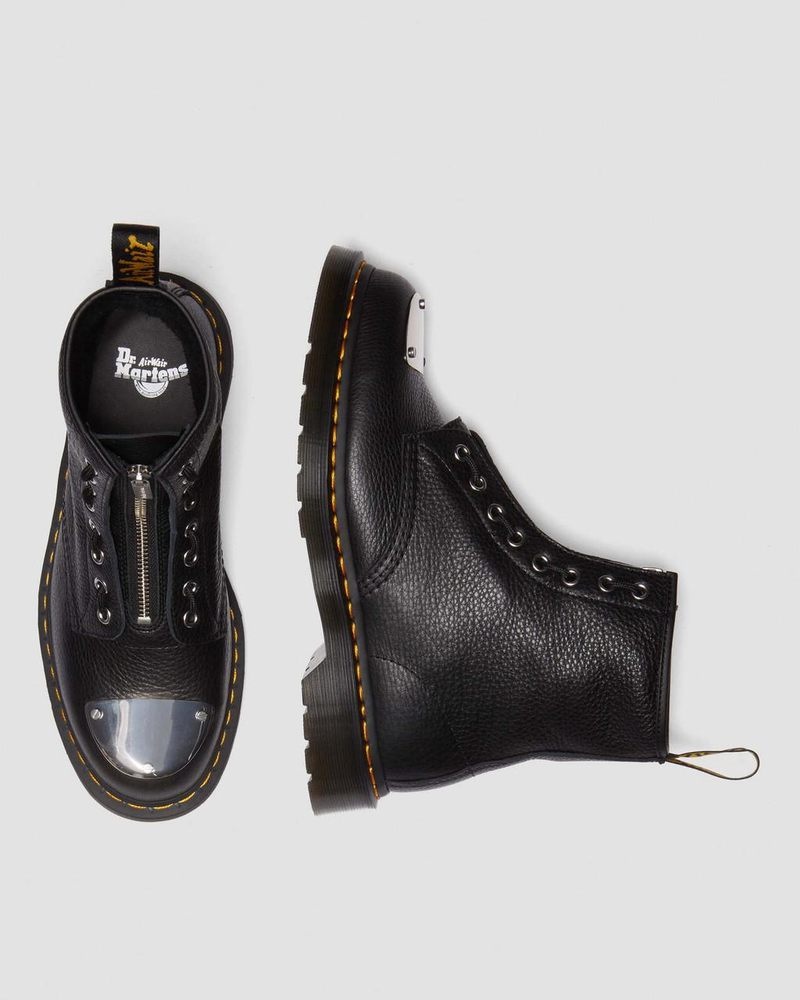 Botas Dr Martens 1460 Puntera Plate Lunar Cuero Jungle Zip Boots (Milled Nappa) Negras | ML39-V8DQ