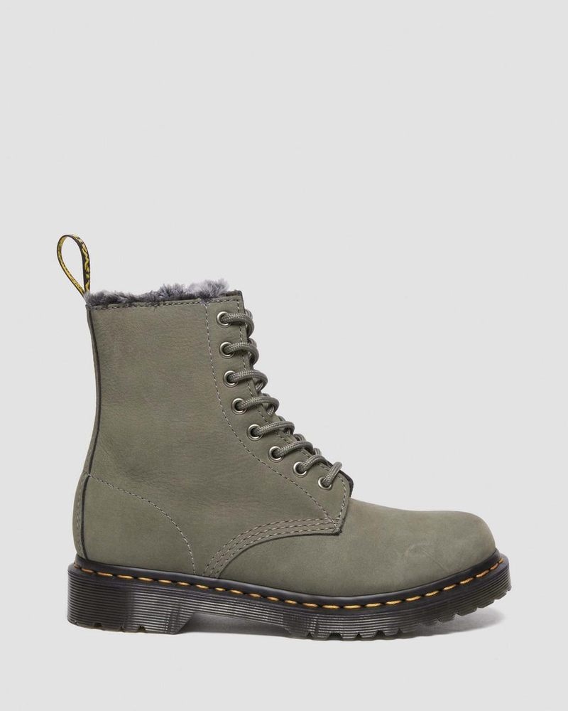 Botas Dr Martens 1460 Serena Faux Fur Forro Nubuck Encaje Up Boots (Milled Nubuck Wp) Gris | VP09-M9AT