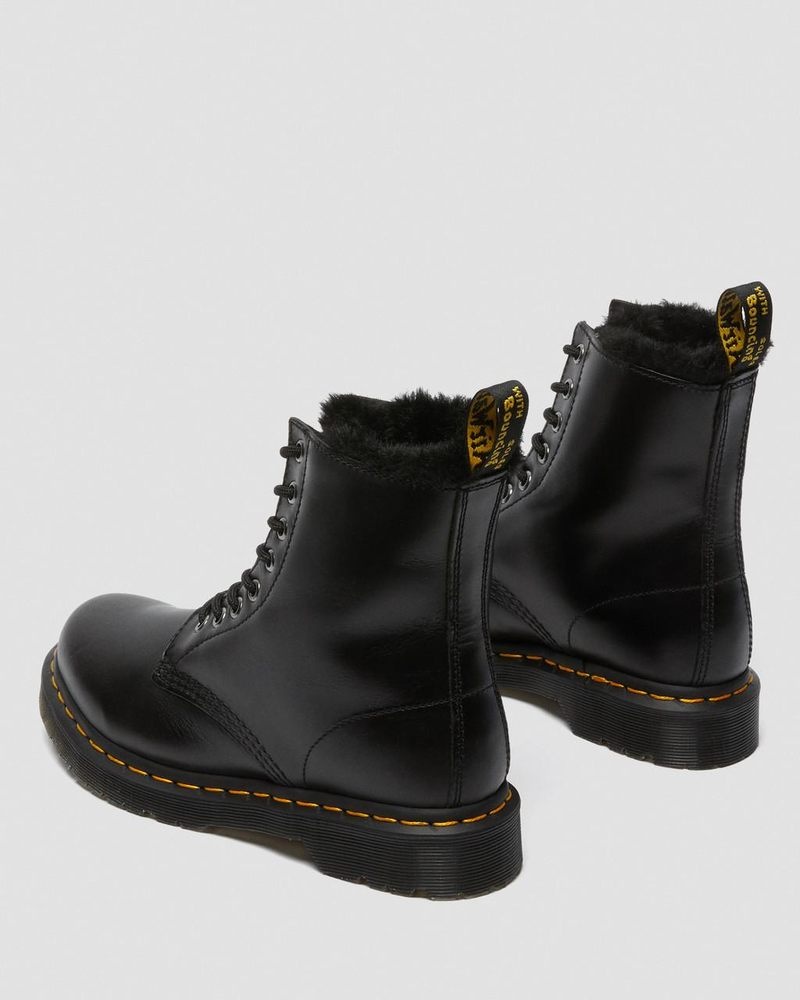 Botas Dr Martens 1460 Serena Faux Fur Forro Encaje Up Boots (Atlas) Gris Oscuro | JV01-Z5NI