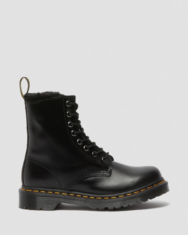 Botas Dr Martens 1460 Serena Faux Fur Forro Encaje Up Boots (Atlas) Gris Oscuro | JV01-Z5NI