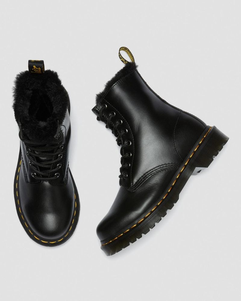 Botas Dr Martens 1460 Serena Faux Fur Forro Encaje Up Boots (Atlas) Gris Oscuro | JV01-Z5NI