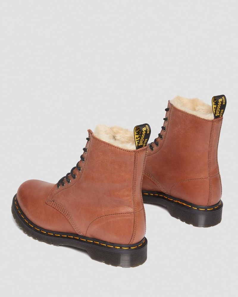 Botas Dr Martens 1460 Serena - Faux Fur-Forro Cuero Boots (Farrier) Tan | LZ57-L2XM