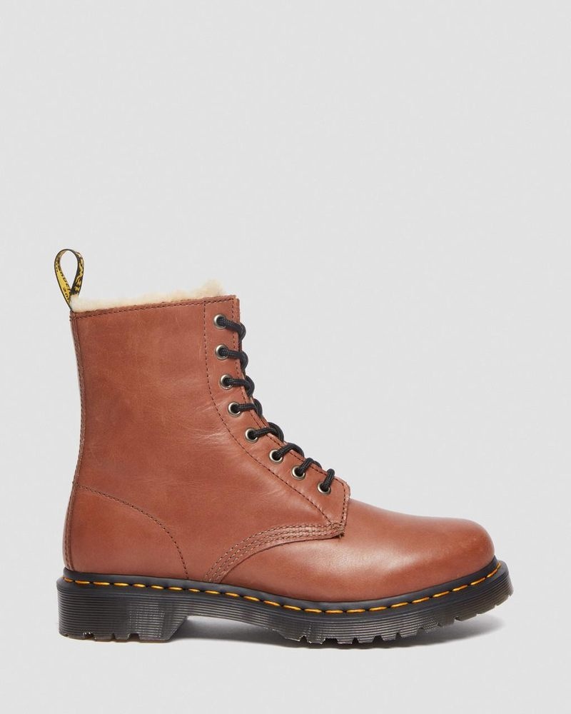 Botas Dr Martens 1460 Serena - Faux Fur-Forro Cuero Boots (Farrier) Tan | LZ57-L2XM