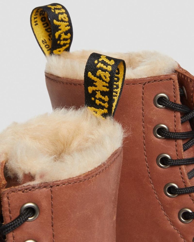 Botas Dr Martens 1460 Serena - Faux Fur-Forro Cuero Boots (Farrier) Tan | LZ57-L2XM