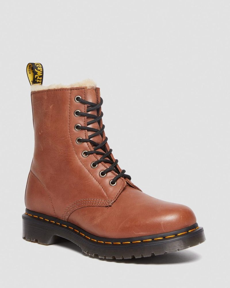 Botas Dr Martens 1460 Serena - Faux Fur-Forro Cuero Boots (Farrier) Tan | LZ57-L2XM