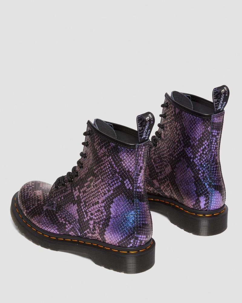 Botas Dr Martens 1460 Snake Print Emboss Cuero Encaje Up Boots (Viper Croc Emboss) Negras | KY46-Z9MU