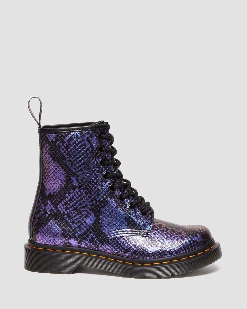 Botas Dr Martens 1460 Snake Print Emboss Cuero Encaje Up Boots (Viper Croc Emboss) Negras | KY46-Z9MU