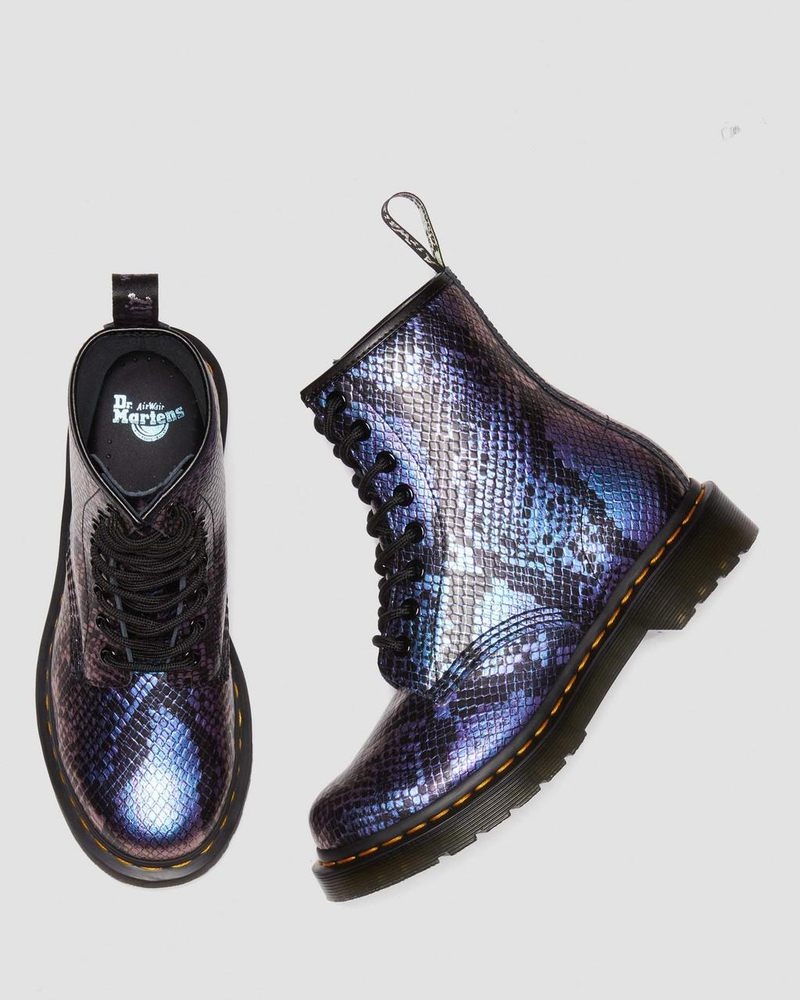 Botas Dr Martens 1460 Snake Print Emboss Cuero Encaje Up Boots (Viper Croc Emboss) Negras | KY46-Z9MU