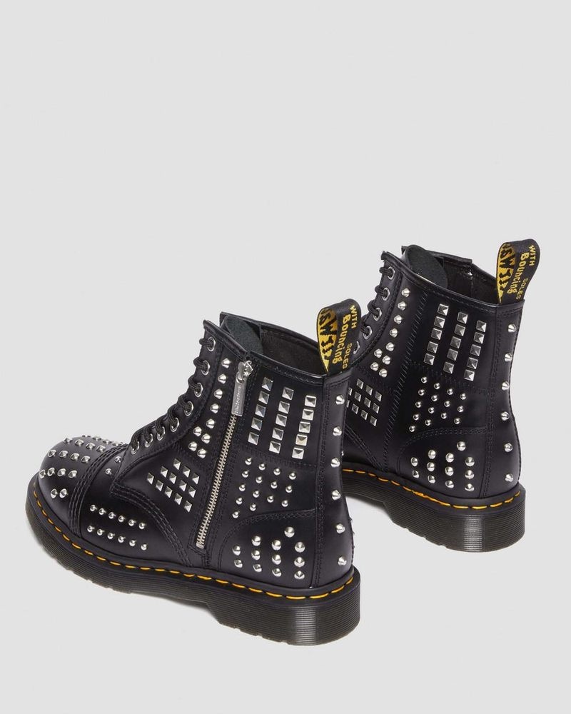 Botas Dr Martens 1460 Studded Zip Atlas Cuero Encaje Up Boots (Atlas) Negras | XK14-C9GQ