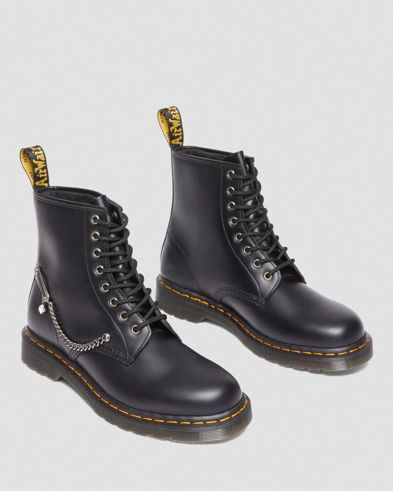 Botas Dr Martens 1460 Swarovski Cuero Encaje Up Boots (Smooth Cuero) Negras | JF82-N7OQ