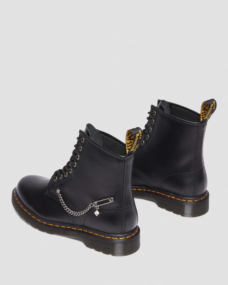 Botas Dr Martens 1460 Swarovski Cuero Encaje Up Boots (Smooth Cuero) Negras | JF82-N7OQ