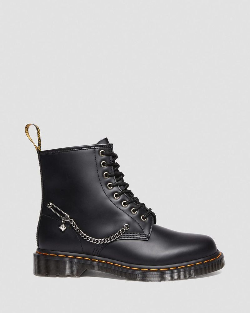 Botas Dr Martens 1460 Swarovski Cuero Encaje Up Boots (Smooth Cuero) Negras | JF82-N7OQ