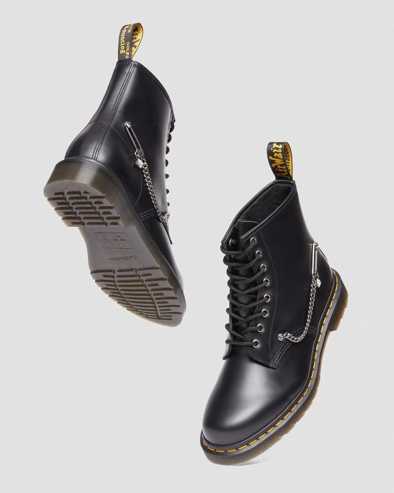 Botas Dr Martens 1460 Swarovski Cuero Encaje Up Boots (Smooth Cuero) Negras | JF82-N7OQ