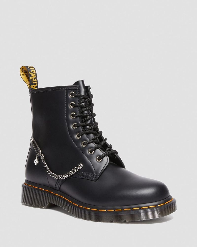 Botas Dr Martens 1460 Swarovski Cuero Encaje Up Boots (Smooth Cuero) Negras | JF82-N7OQ