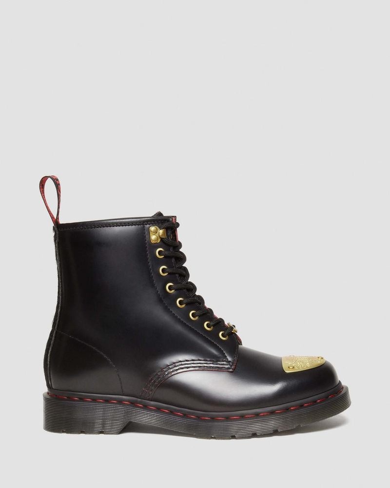 Botas Dr Martens 1460 Year of the Dragon Cuero Encaje Up Boots (Smooth Slice+Hair On) Black/Red/Black | OQ20-B5FD