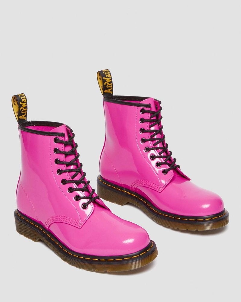 Botas Dr Martens 1460 - Charol Cuero Encaje Up Boots (Charol Cuero) Rosas | PO62-X1OX