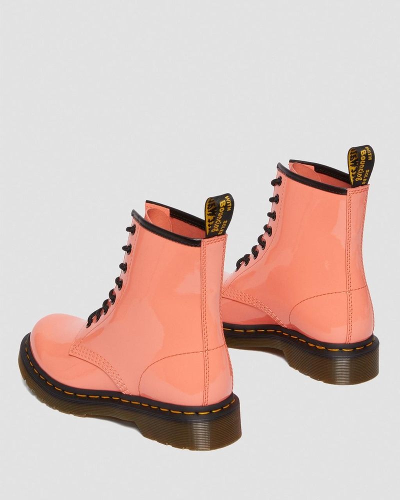 Botas Dr Martens 1460 - Charol Cuero Encaje Up Boots (Charol Cuero) Coral | GF66-B4AU