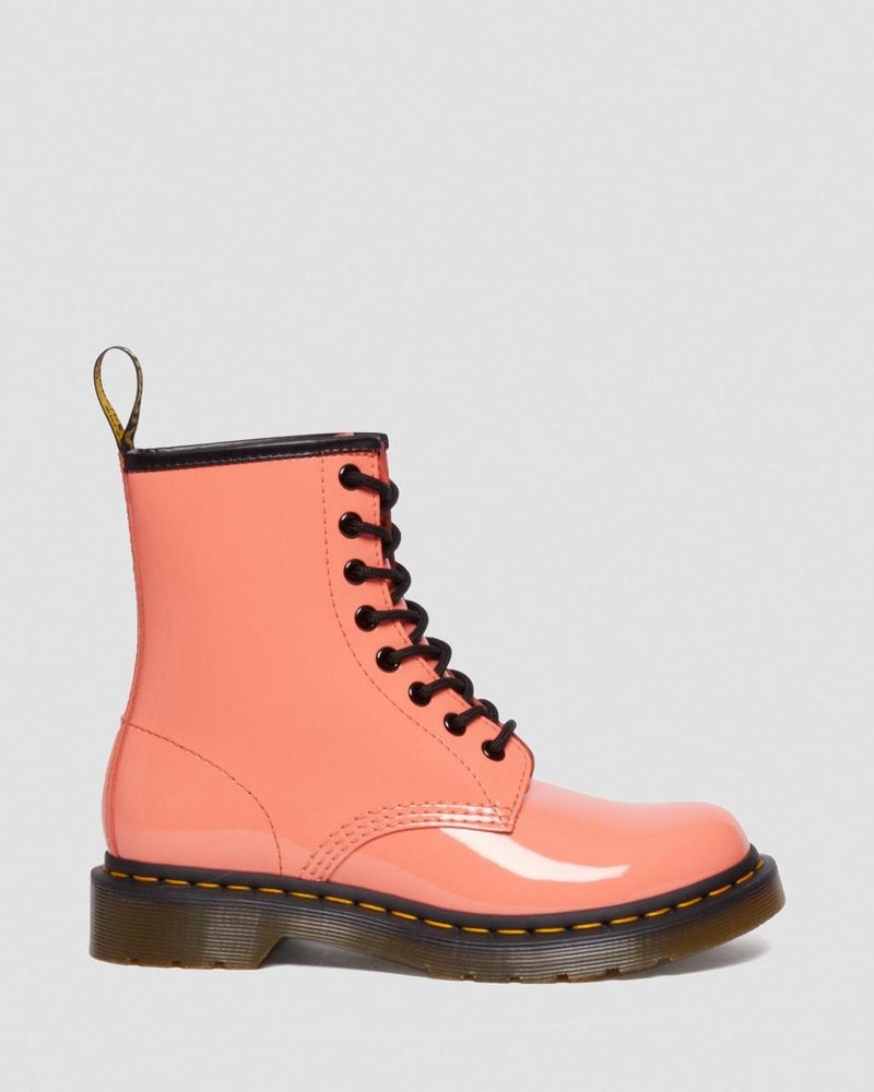 Botas Dr Martens 1460 - Charol Cuero Encaje Up Boots (Charol Cuero) Coral | GF66-B4AU