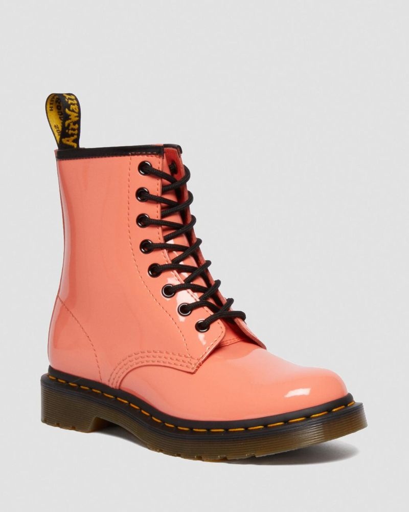 Botas Dr Martens 1460 - Charol Cuero Encaje Up Boots (Charol Cuero) Coral | GF66-B4AU