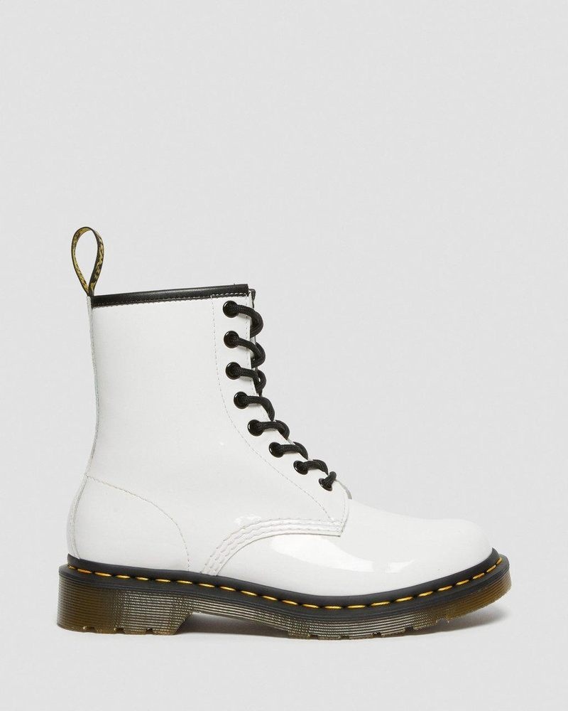 Botas Dr Martens 1460 - Charol Cuero Encaje Up Boots (Charol Cuero) Blancas | KM93-J2RH