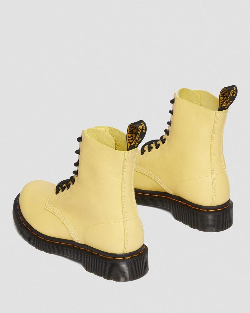 Botas Dr Martens 1460 - Pascal Black Eyelet Encaje Up Boots (Virginia) Limón Amarillo | KX04-X8VO