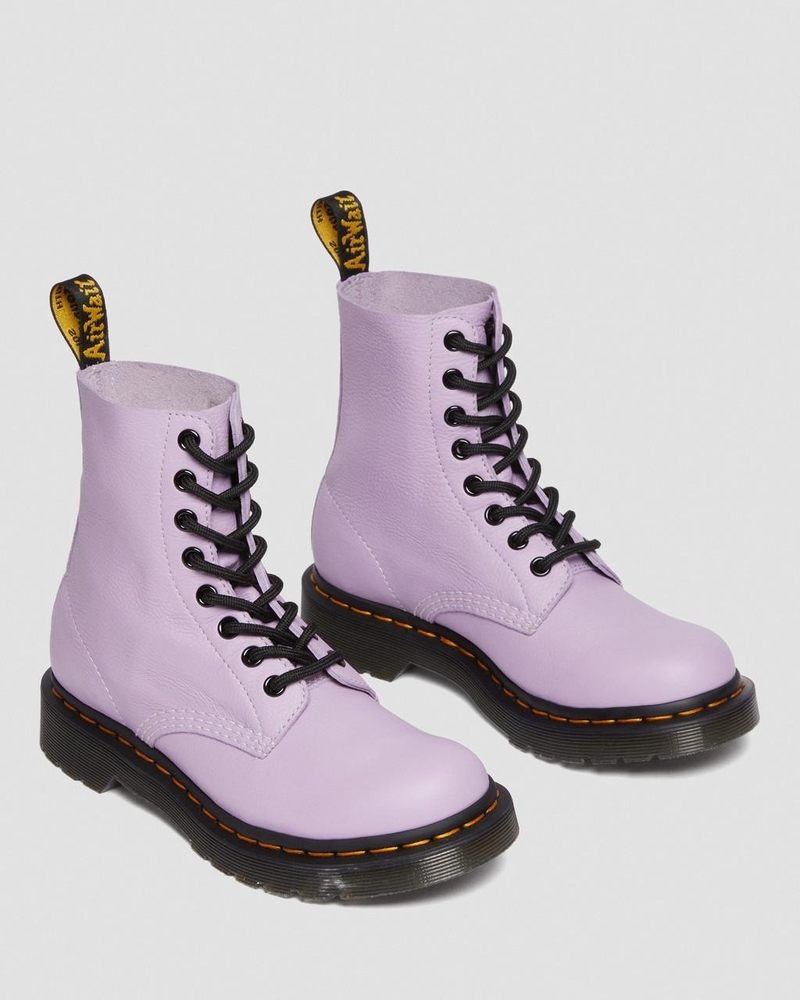 Botas Dr Martens 1460 - Pascal Black Eyelet Encaje Up Boots (Virginia) Lilac | YB46-X5ZN