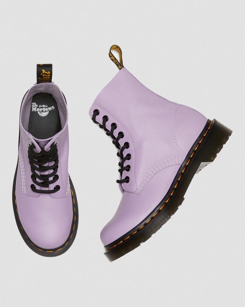 Botas Dr Martens 1460 - Pascal Black Eyelet Encaje Up Boots (Virginia) Lilac | YB46-X5ZN