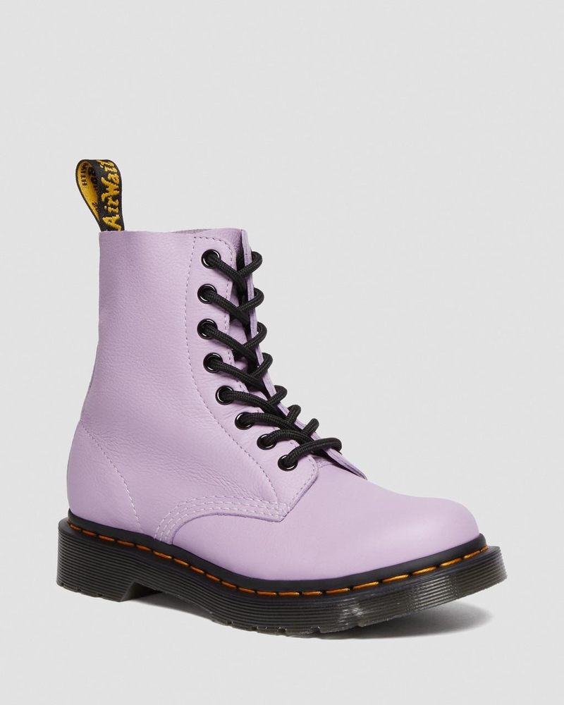 Botas Dr Martens 1460 - Pascal Black Eyelet Encaje Up Boots (Virginia) Lilac | YB46-X5ZN