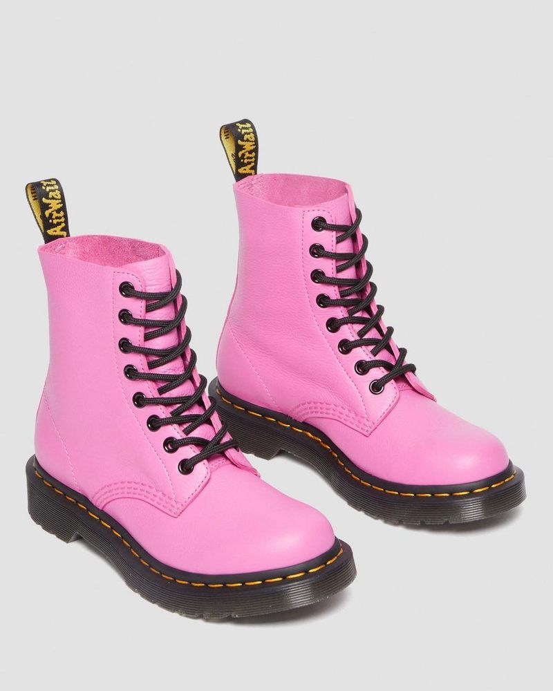 Botas Dr Martens 1460 - Pascal Virginia Cuero Boots (Virginia) Rosas | UK74-F7DP