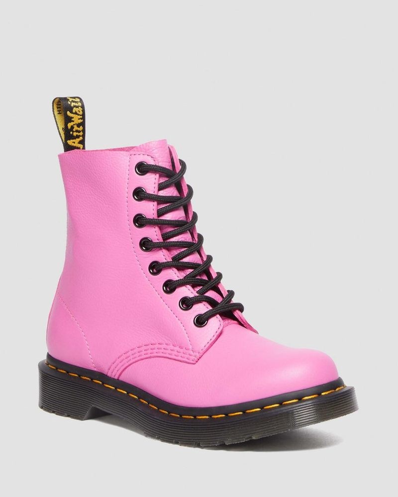 Botas Dr Martens 1460 - Pascal Virginia Cuero Boots (Virginia) Rosas | UK74-F7DP