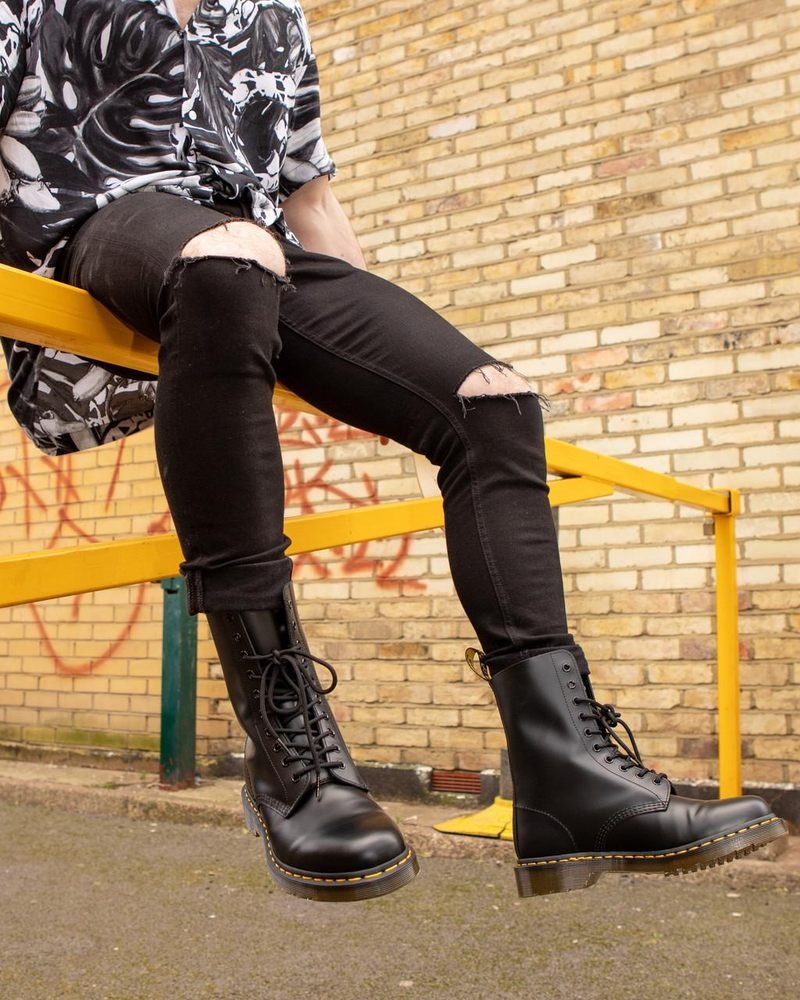 Botas Dr Martens 1490 Smooth Cuero Mid Calf Boots (Smooth Cuero) Negras | DI32-G4FU