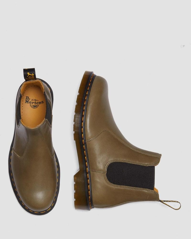 Botas Dr Martens 2976 Carrara Cuero Chelsea Boots (Carrara) Verde Oliva | ZT97-K5ZV