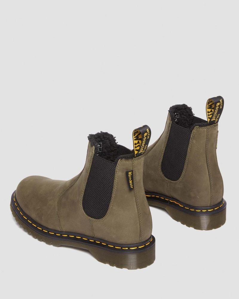 Botas Dr Martens 2976 Fleece Forro Cuero Chelsea Boots (Archive Pull Up) Verde Oliva | ZI54-A0GX