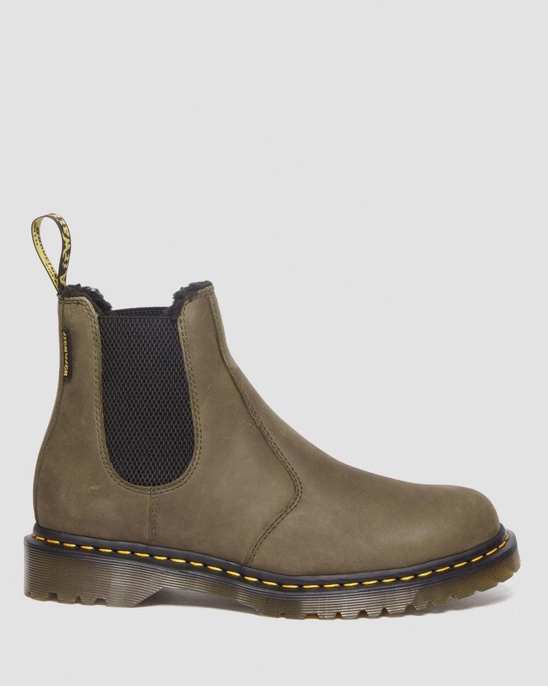 Botas Dr Martens 2976 Fleece Forro Cuero Chelsea Boots (Archive Pull Up) Verde Oliva | ZI54-A0GX