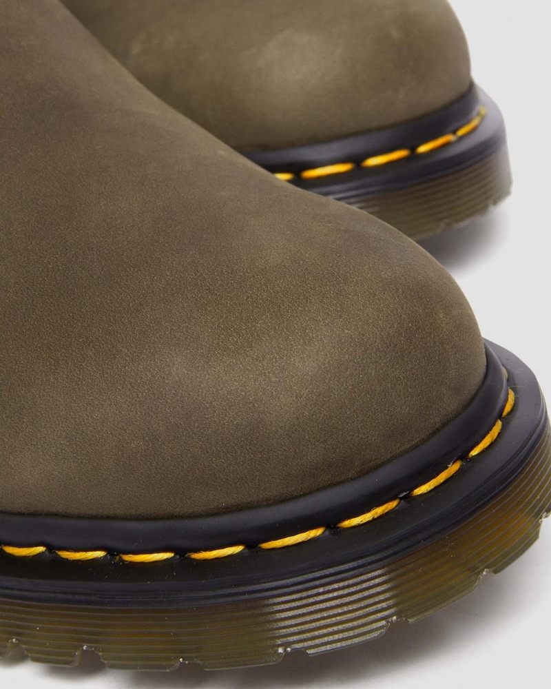 Botas Dr Martens 2976 Fleece Forro Cuero Chelsea Boots (Archive Pull Up) Verde Oliva | ZI54-A0GX