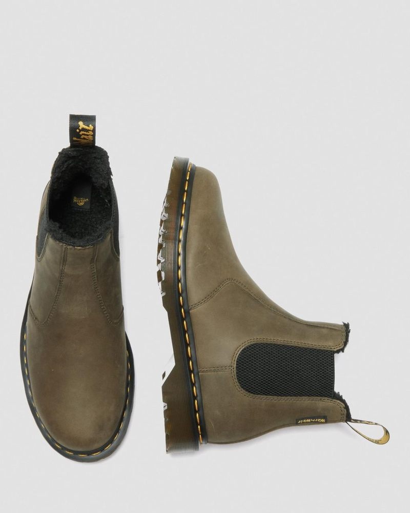 Botas Dr Martens 2976 Fleece Forro Cuero Chelsea Boots (Archive Pull Up) Verde Oliva | ZI54-A0GX